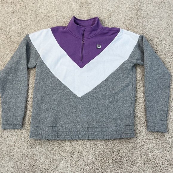 Fila Womens XL Purple White Grey Quarter Zip Pullover Sweatshirt Top NWOT - Picture 5 of 13